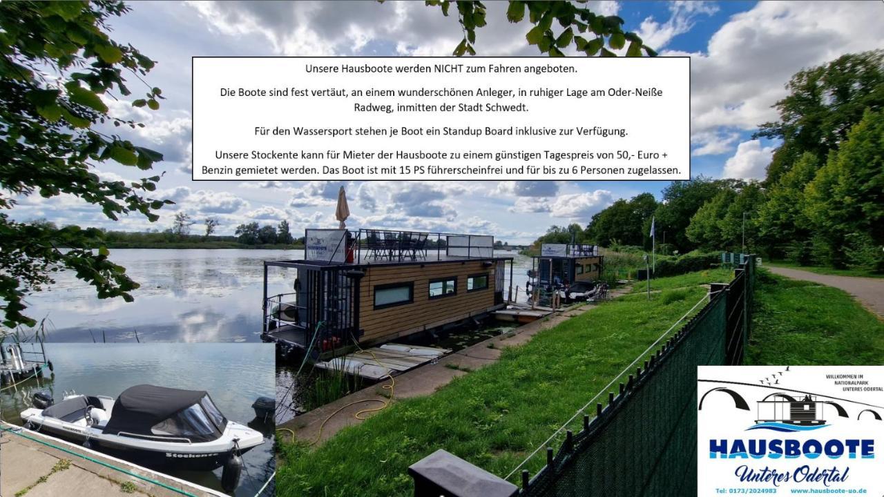 Hausboote Unteres Odertal Hausboot Kranich Hotell Schwedt Eksteriør bilde